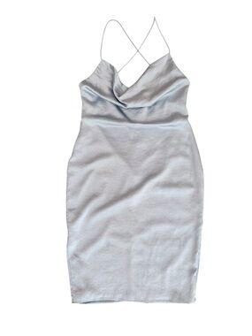 superdown light blue Satin Cowl Neck Slip Dress size L Wedding Guest Cocktail